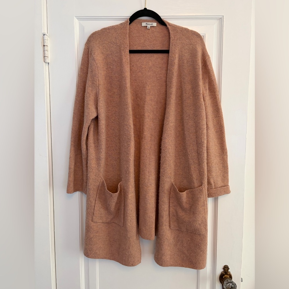 Madewell Knit Mid Length Cadigan in Salmon